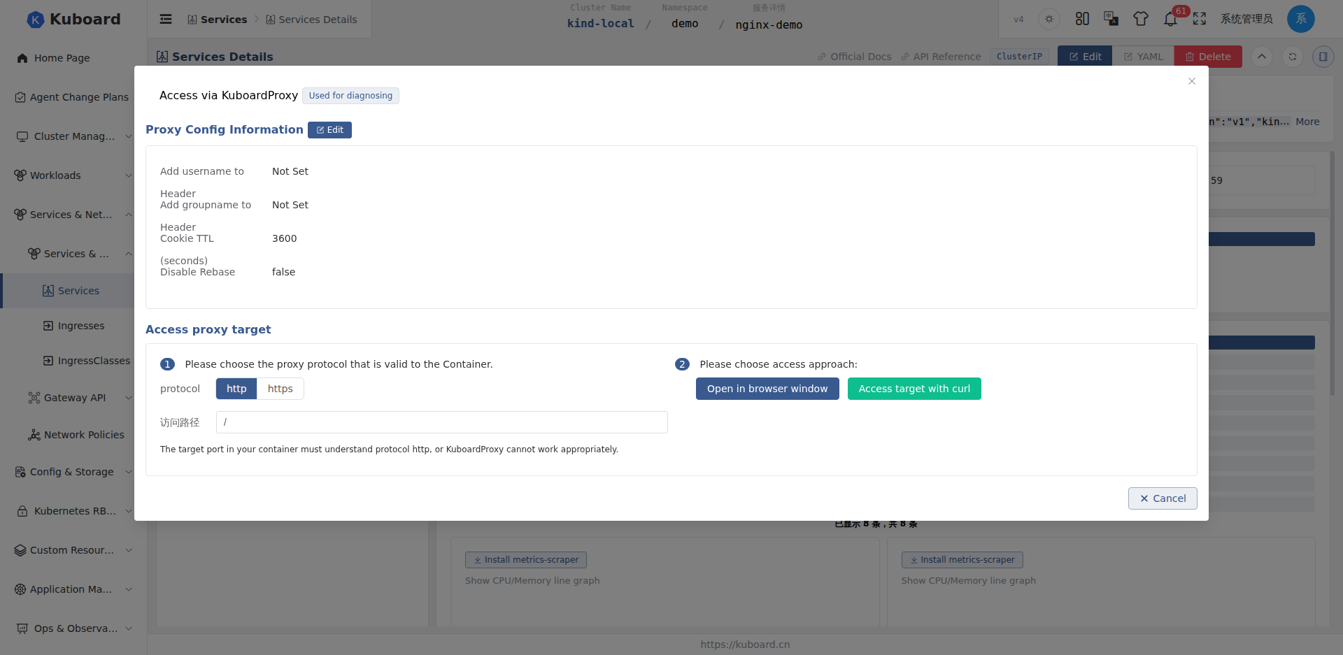 通过 KuboardProxy 访问对话框