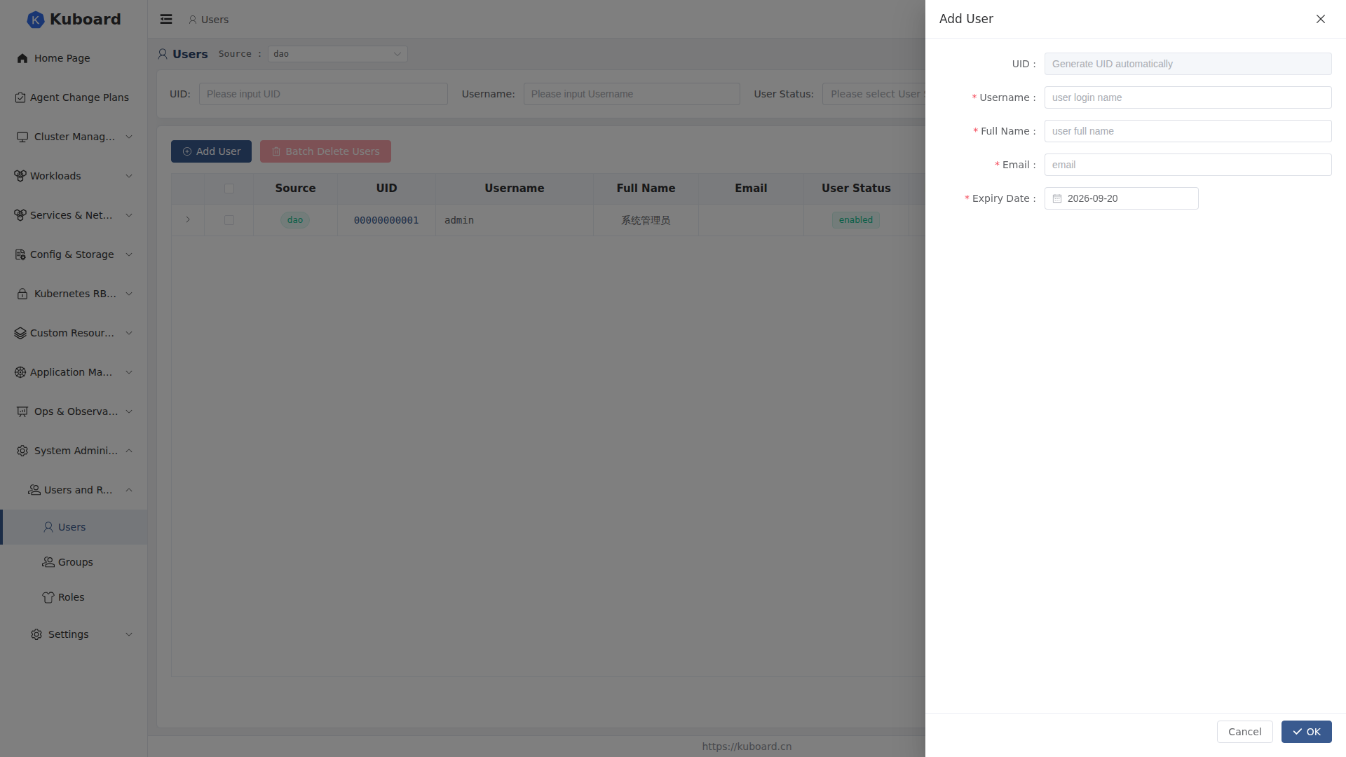 Add User drawer
